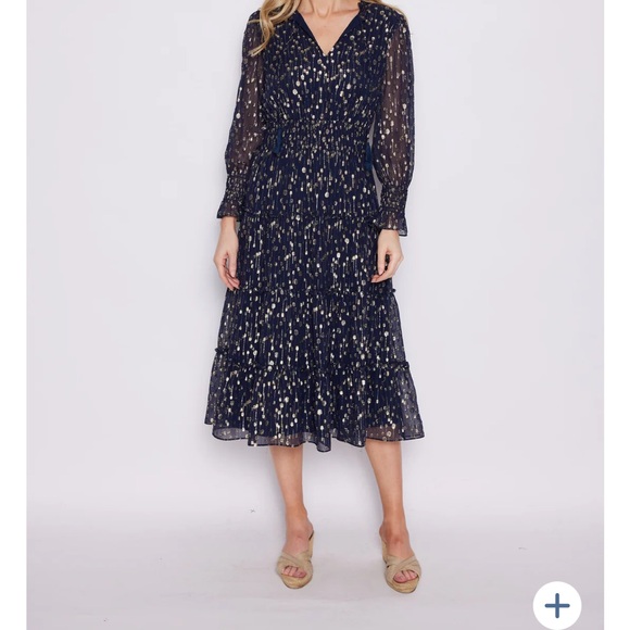 SAIL TO SABLE | NWOT Lurex Sparkle Smocked Midi M ✨ - Picture 11 of 11